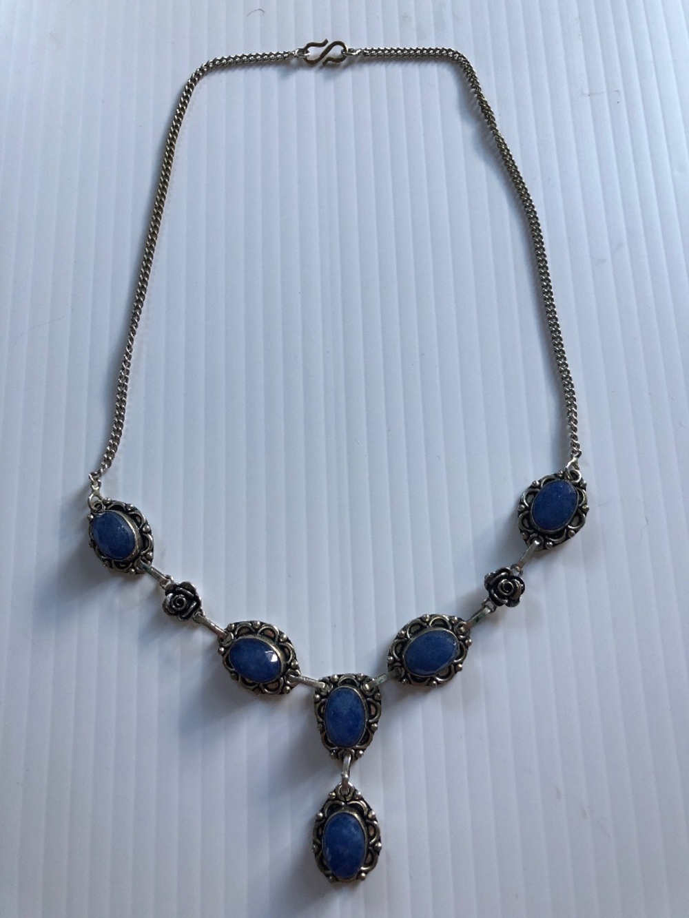 Sterling silver 925 tumble sapphire necklace